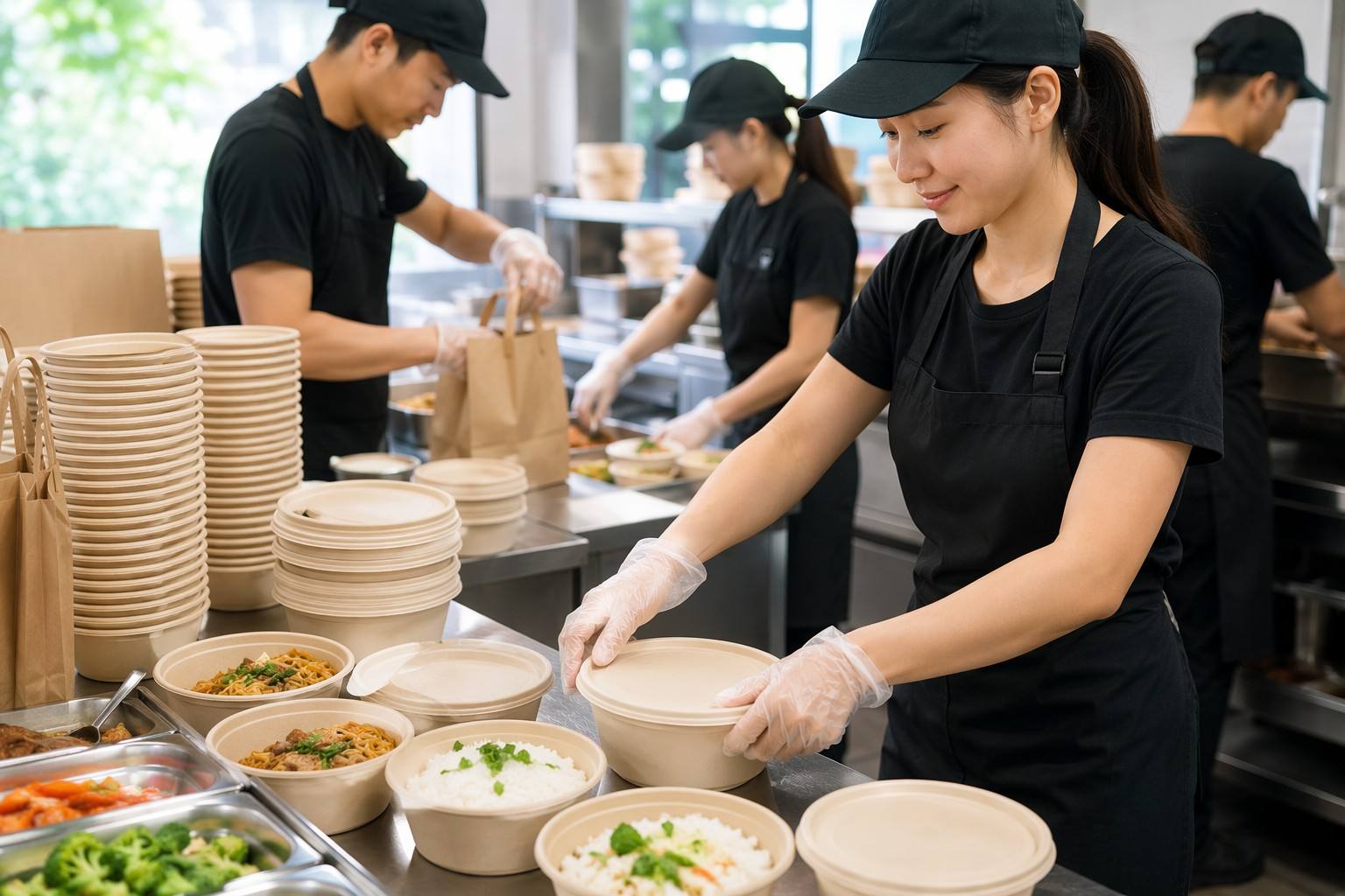 Bagasse Bowls for Takeaway Meal Service