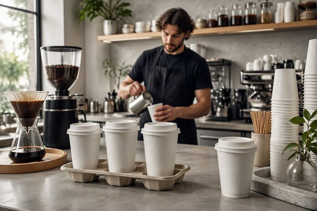 Specialty Coffee Brand Using Customized Bagasse Coffee Cups for Sustainable Branding