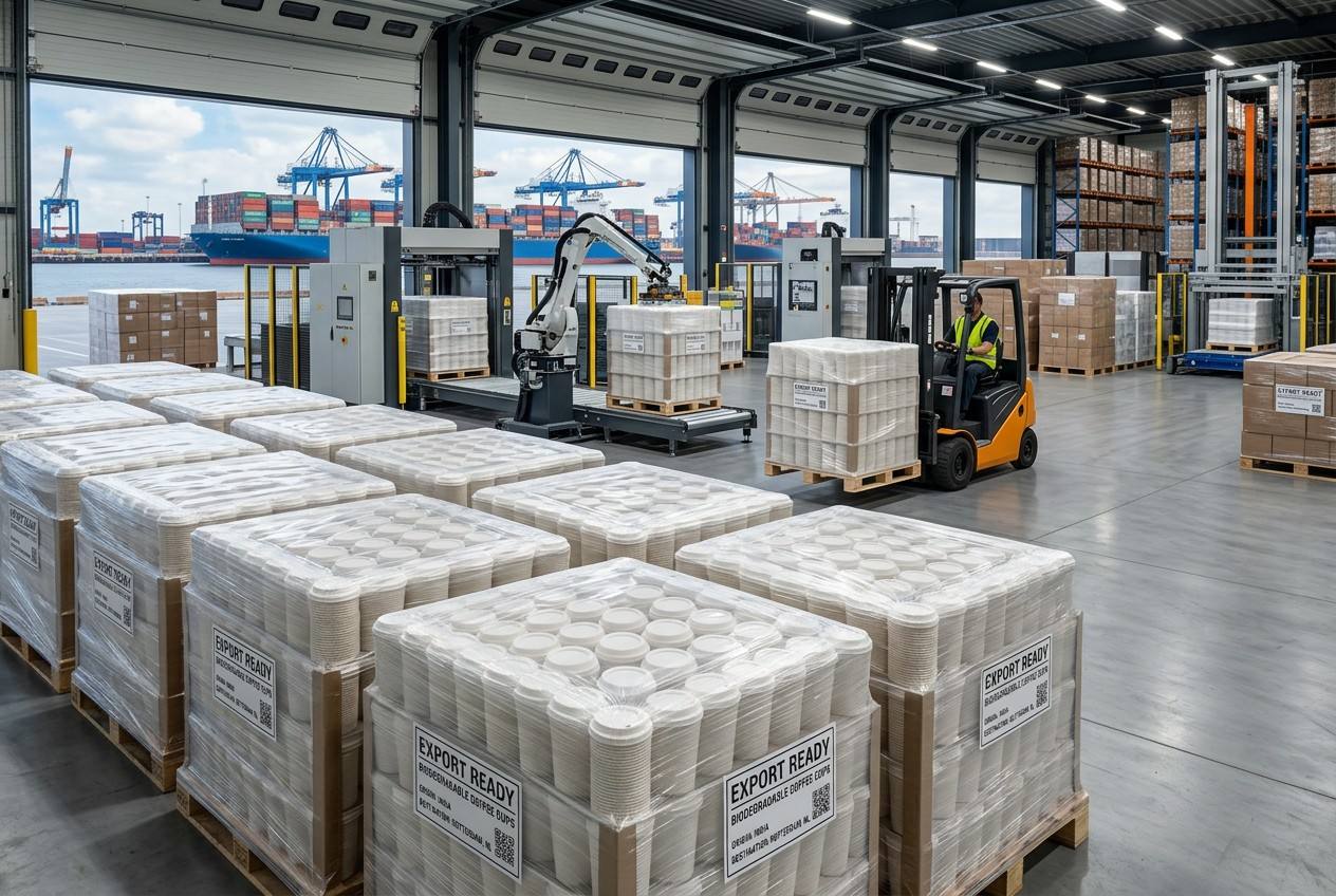 International Importers Sourcing Large Volume Bagasse Coffee Cups for Global Foodservice Supply