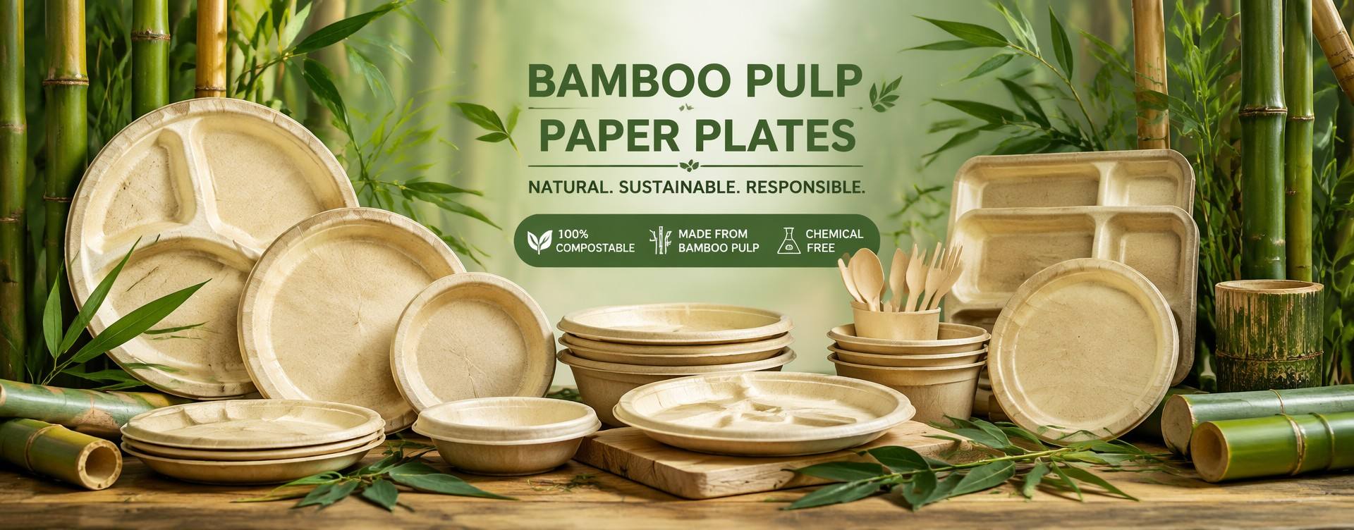 Custom Bamboo Paper Plates for Sustainable Food Packaging
