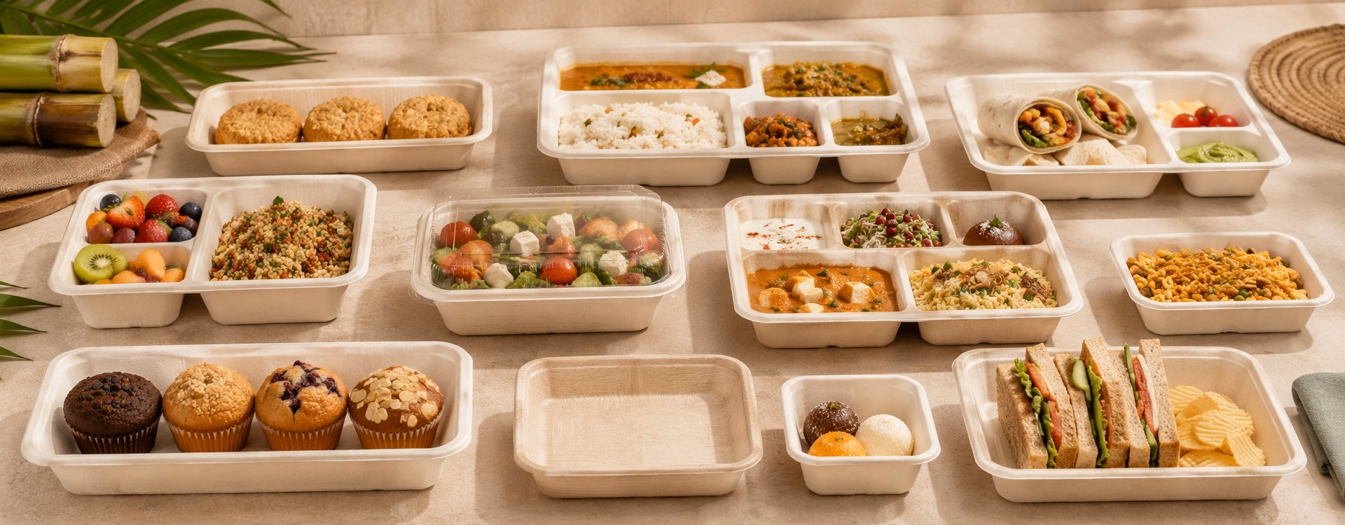 Custom Bagasse Trays for Sustainable Food Packaging