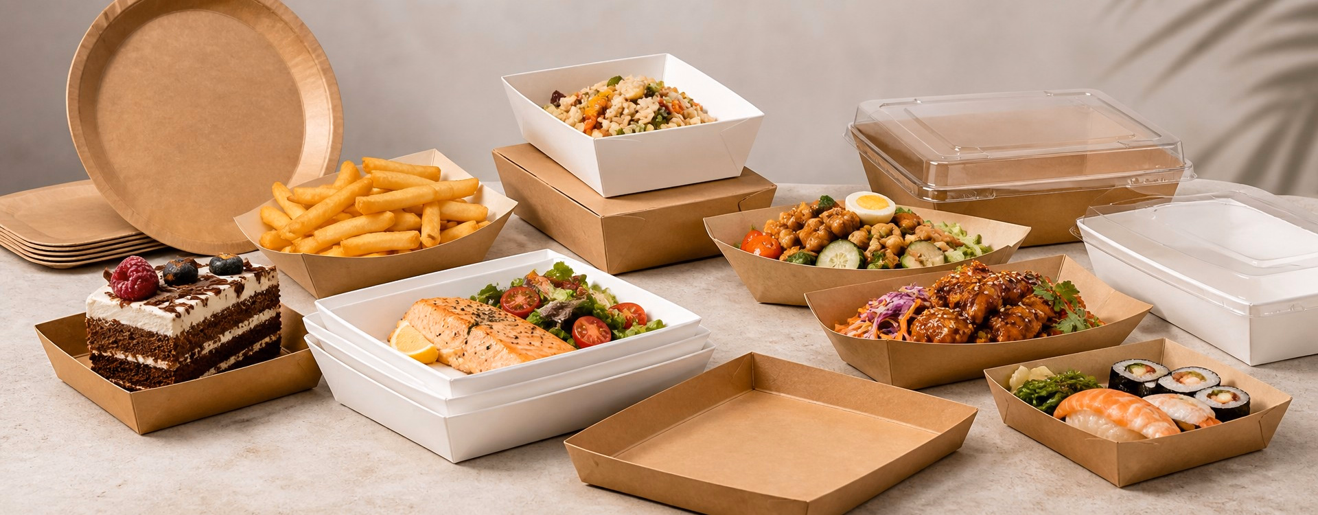Custom Paper Food Tray for Takeaway, Catering, Retail, and Foodservice