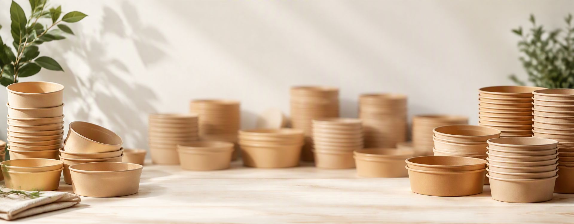 Kraft Paper Food Bowls with Lids for Takeaway and Delivery