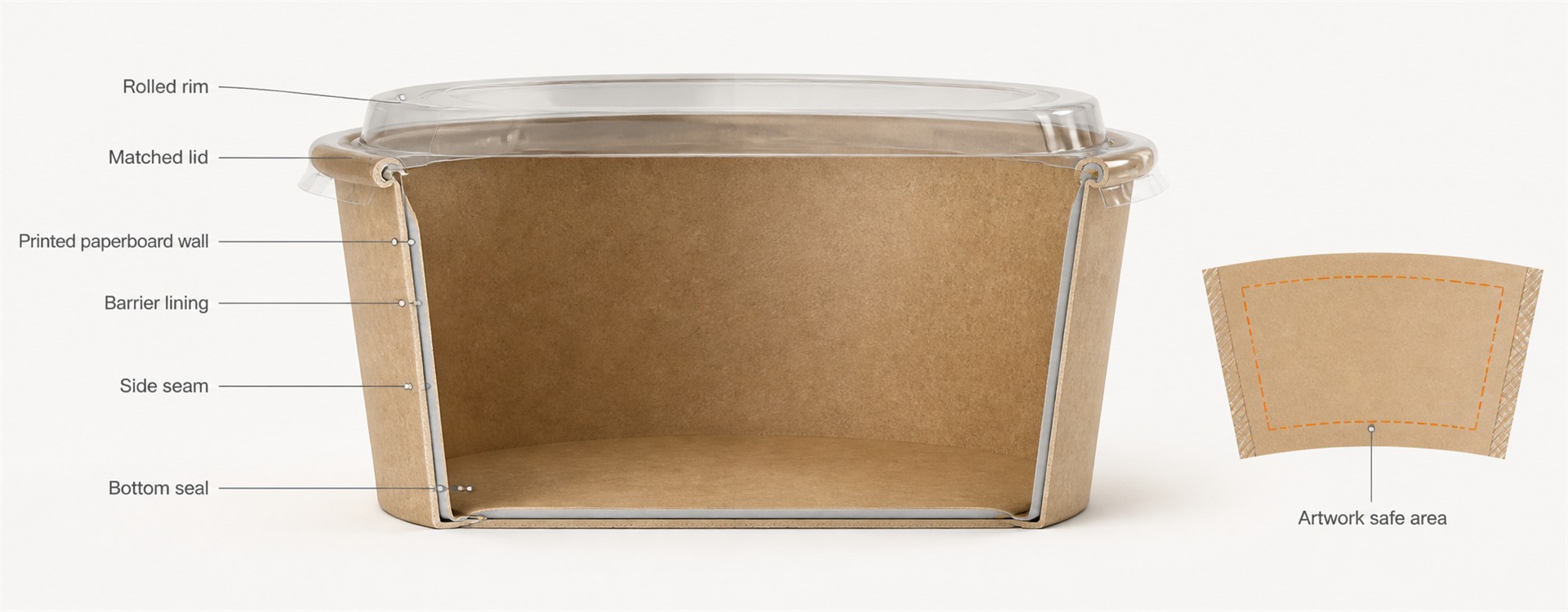 Disposable Paper Bowl Structure, Print Area and Lid Compatibility