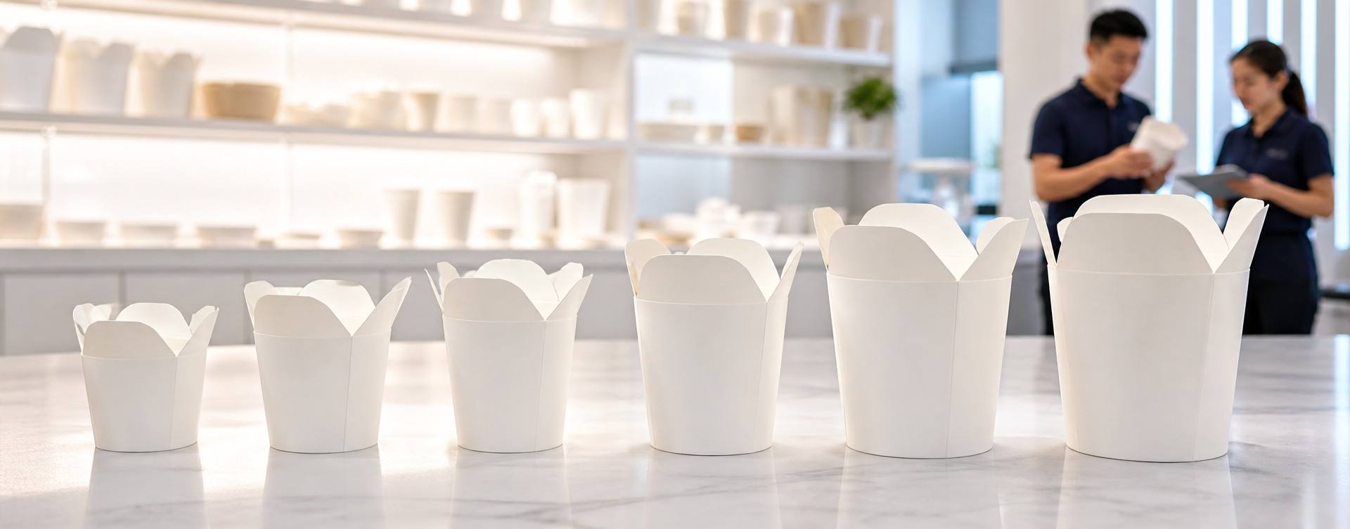 DAILYECO Complete Paper Noodle Cup Range with Various Sizes for Foodservice and Takeaway Packaging