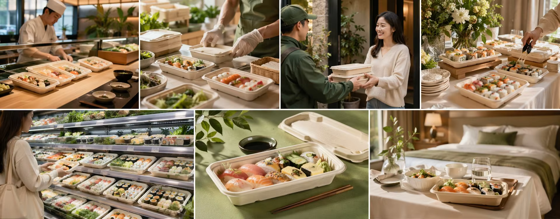 Bagasse Sushi Tray Applications in Sushi Restaurants and Foodservice
