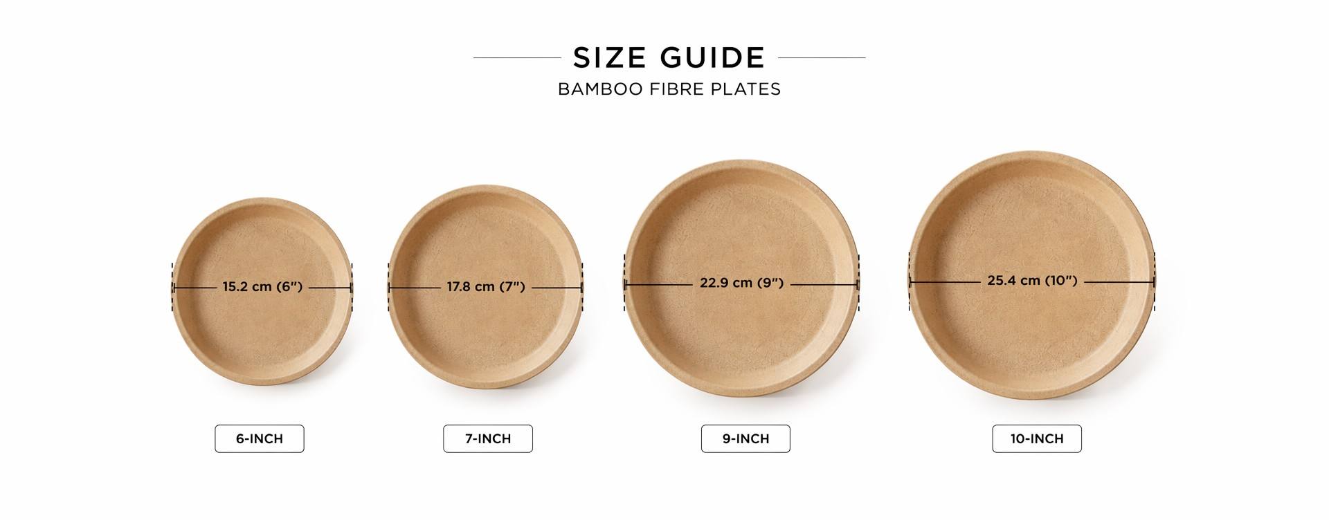 Bamboo Fibre Plates Size Guide