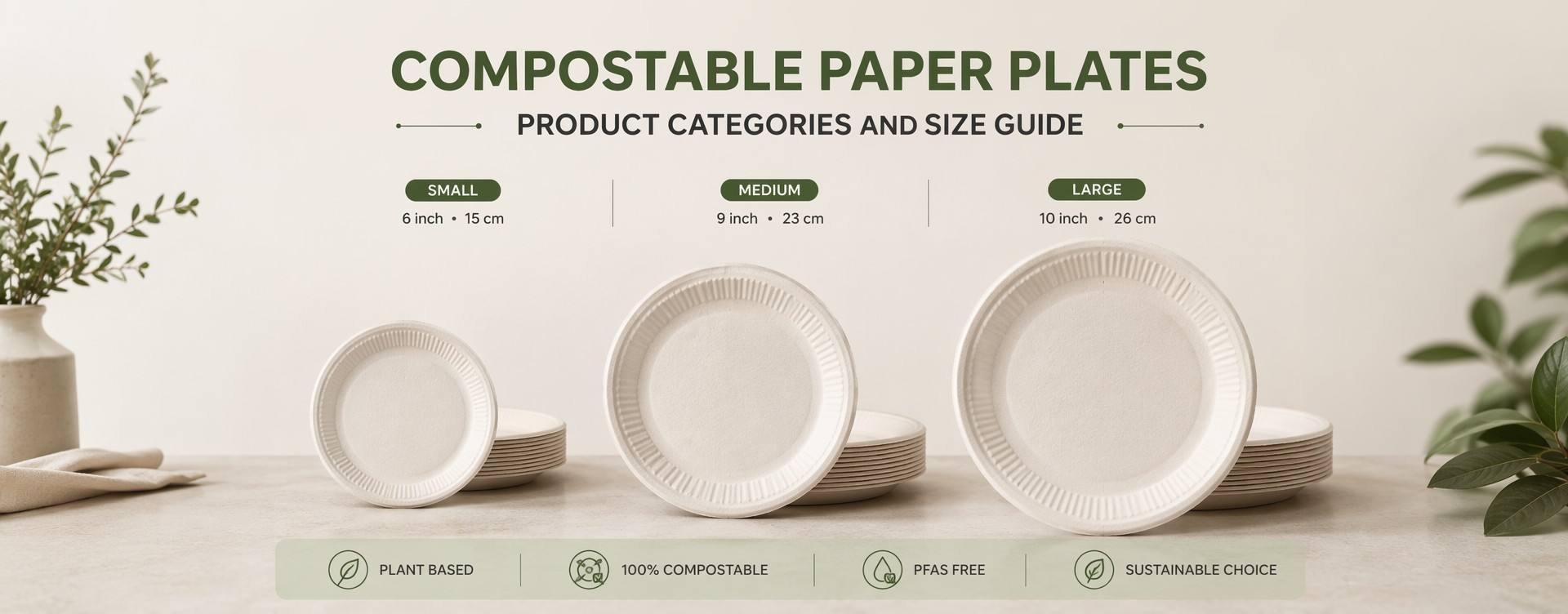 Compostable Paper Plates Product Categories and Size Guide 