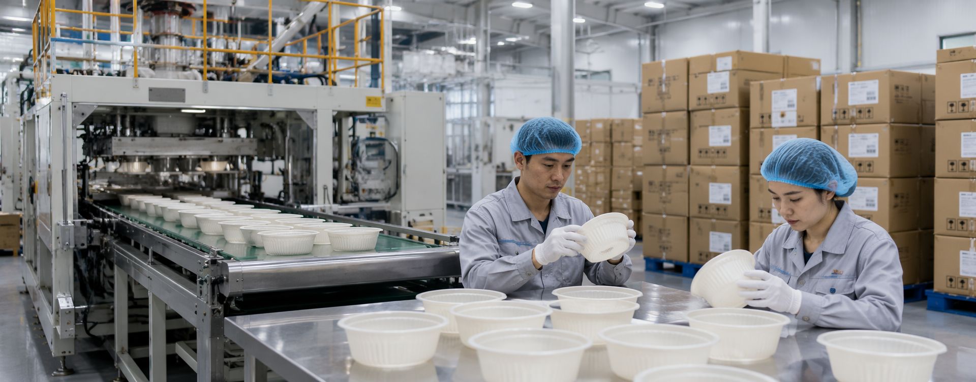 DAILYECO cornstarch bowl manufacturing and quality inspection area
