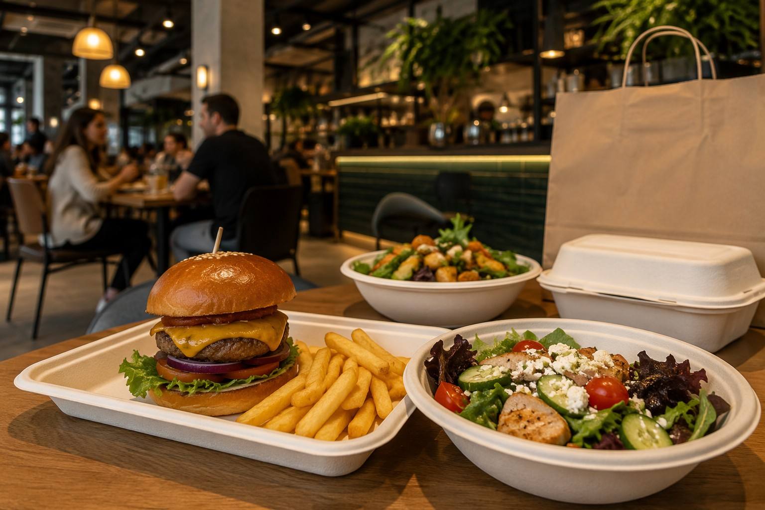 Branded Compostable Paper Plates for Restaurant Dining and Takeaway