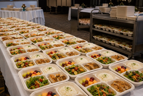 Bagasse Meal Trays for Catering and Event Food Service