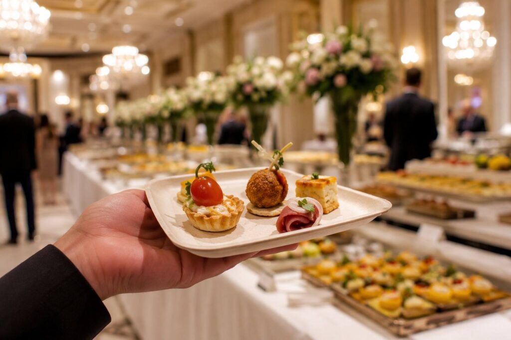 Bagasse Serving Plates for Catering and Banquet Applications