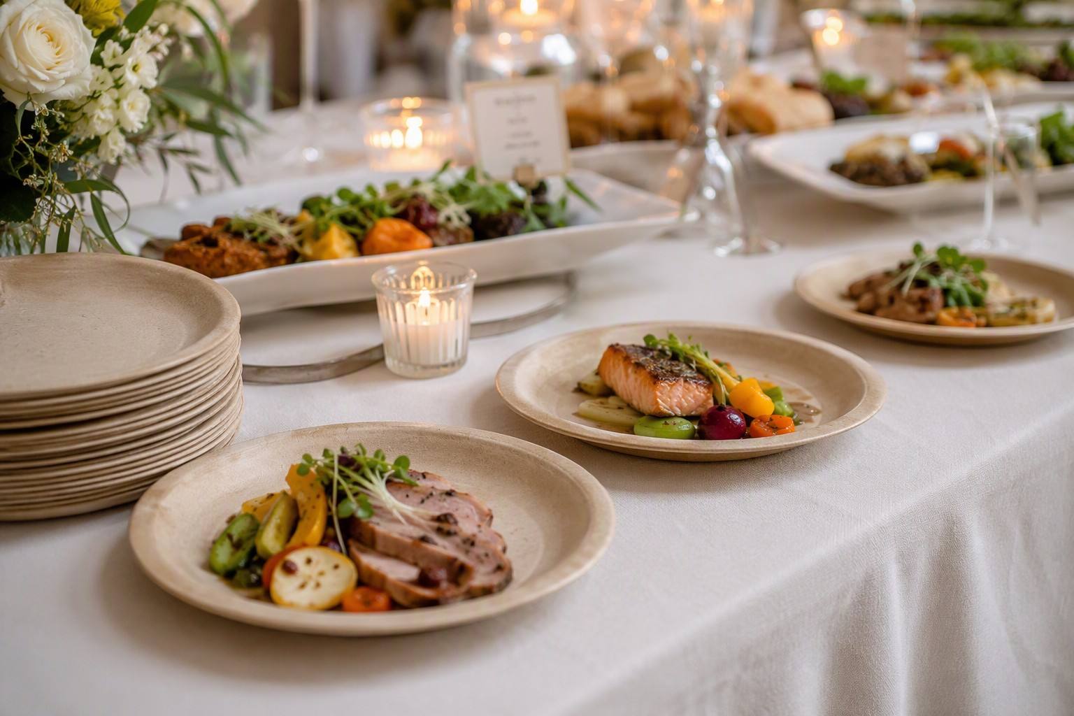 Bamboo Fibre Plates for Catering and Banquet Services