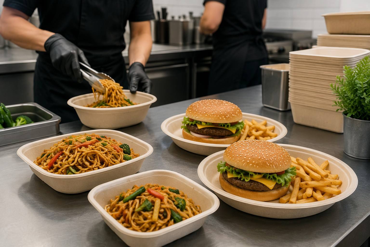 Bamboo Fibre Plates for Takeaway and Food Delivery
