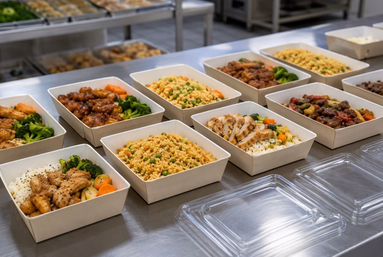 PE-Lined Paper Food Tray for Ready-to-Eat Meal Packaging