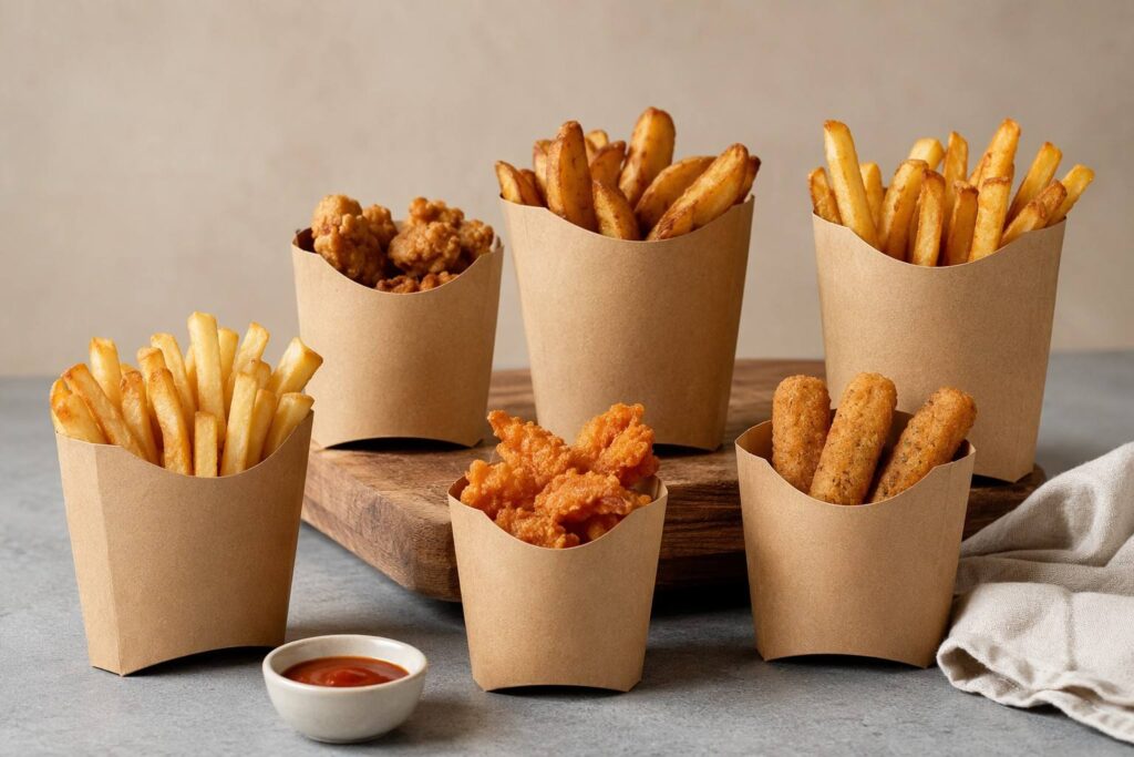Custom Paper French Fry Cups for Snack and Specialty Food Applications