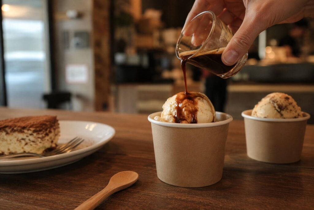 Paper Ice Cream Cups Used in Coffee Shops and Cafés