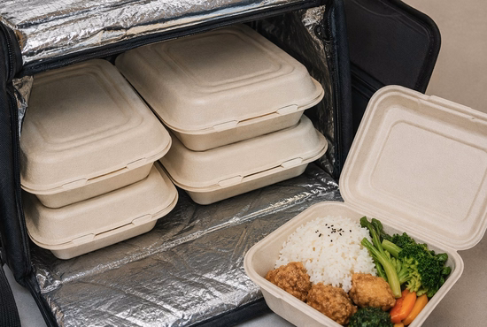 Sugarcane Bagasse Trays for Food Delivery and Takeaway Packaging