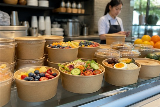 Café Light Meals Presented in Paper Food Bowls