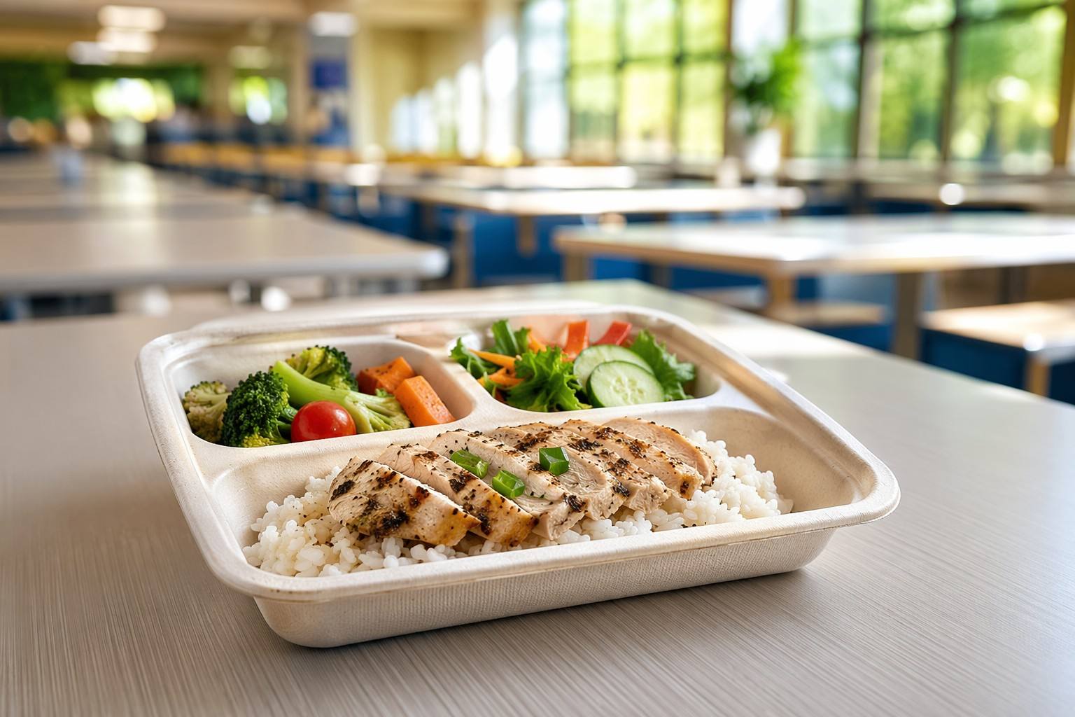 Compartment Bagasse Plates for School and Institutional Meal Service