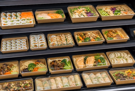 Paper Sushi Trays with PET Lids for Retail Food Packaging