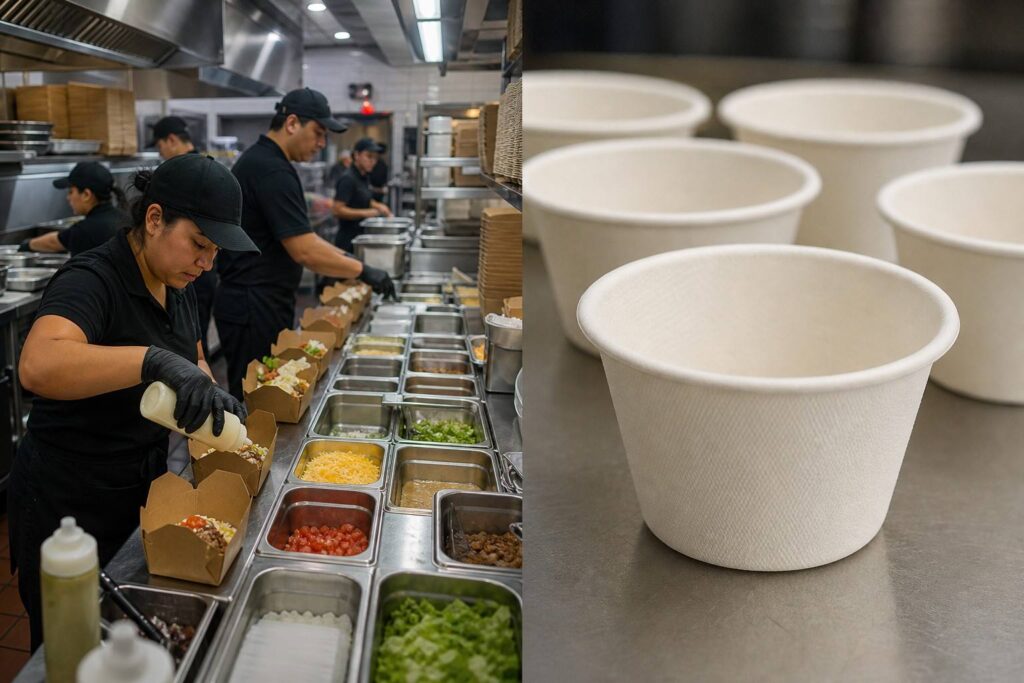 Fast Food Chain Using Customized Bagasse Sauce Cups for Sustainable Food Packaging