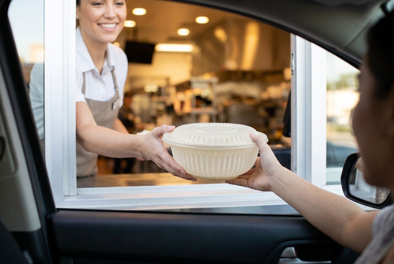 Cornstarch bowls for quick-service and drive-through meals