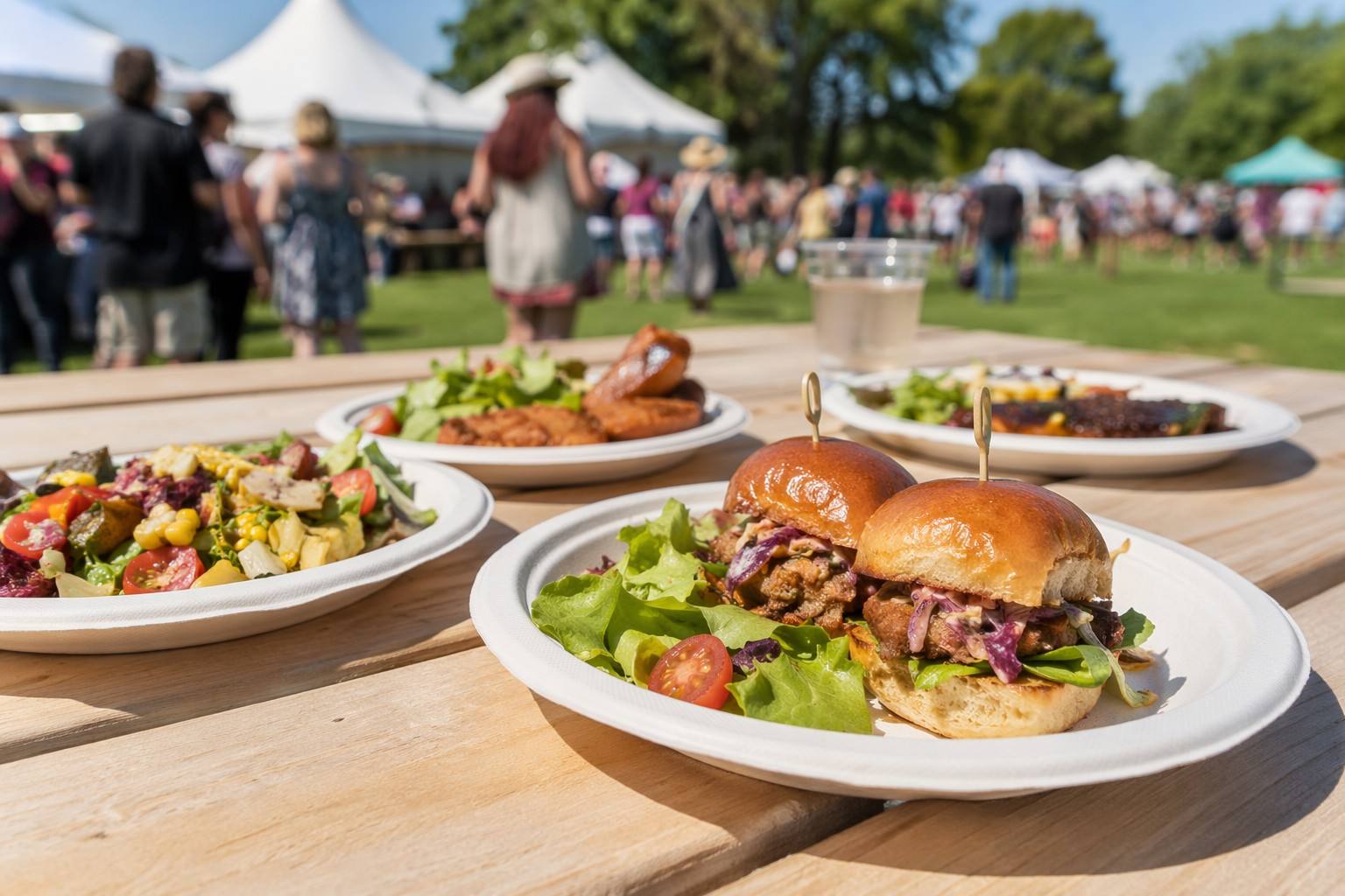Bagasse Plates for Outdoor Events and Festival Foodservice