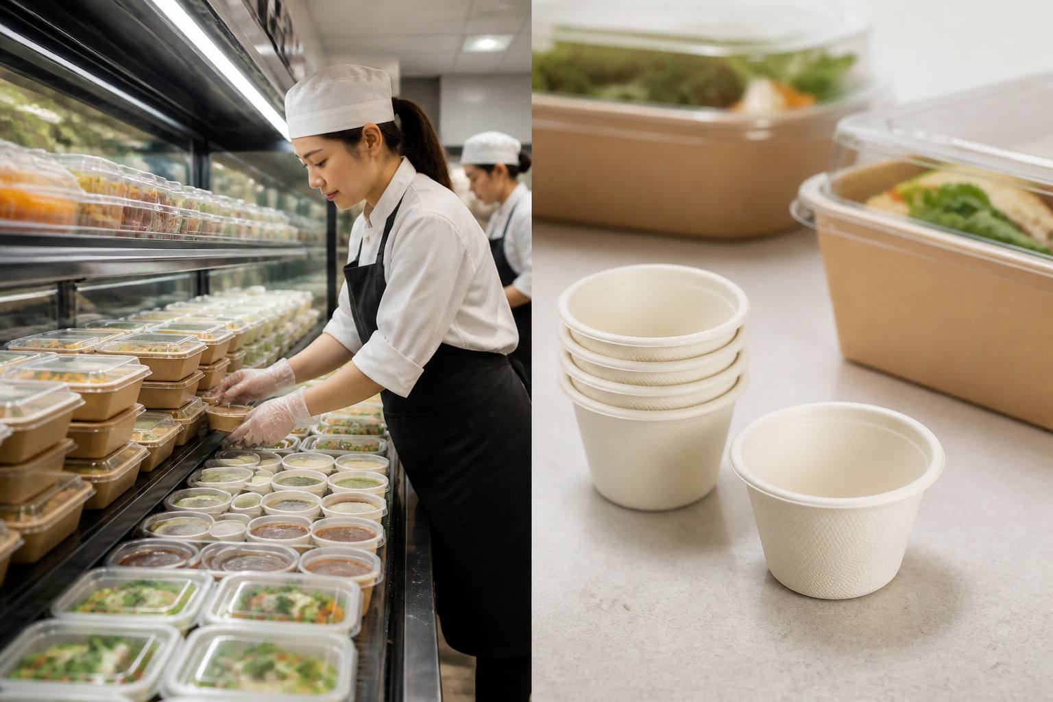 Supermarket Ready-to-Eat Food Using Sustainable Bagasse Sauce Cups