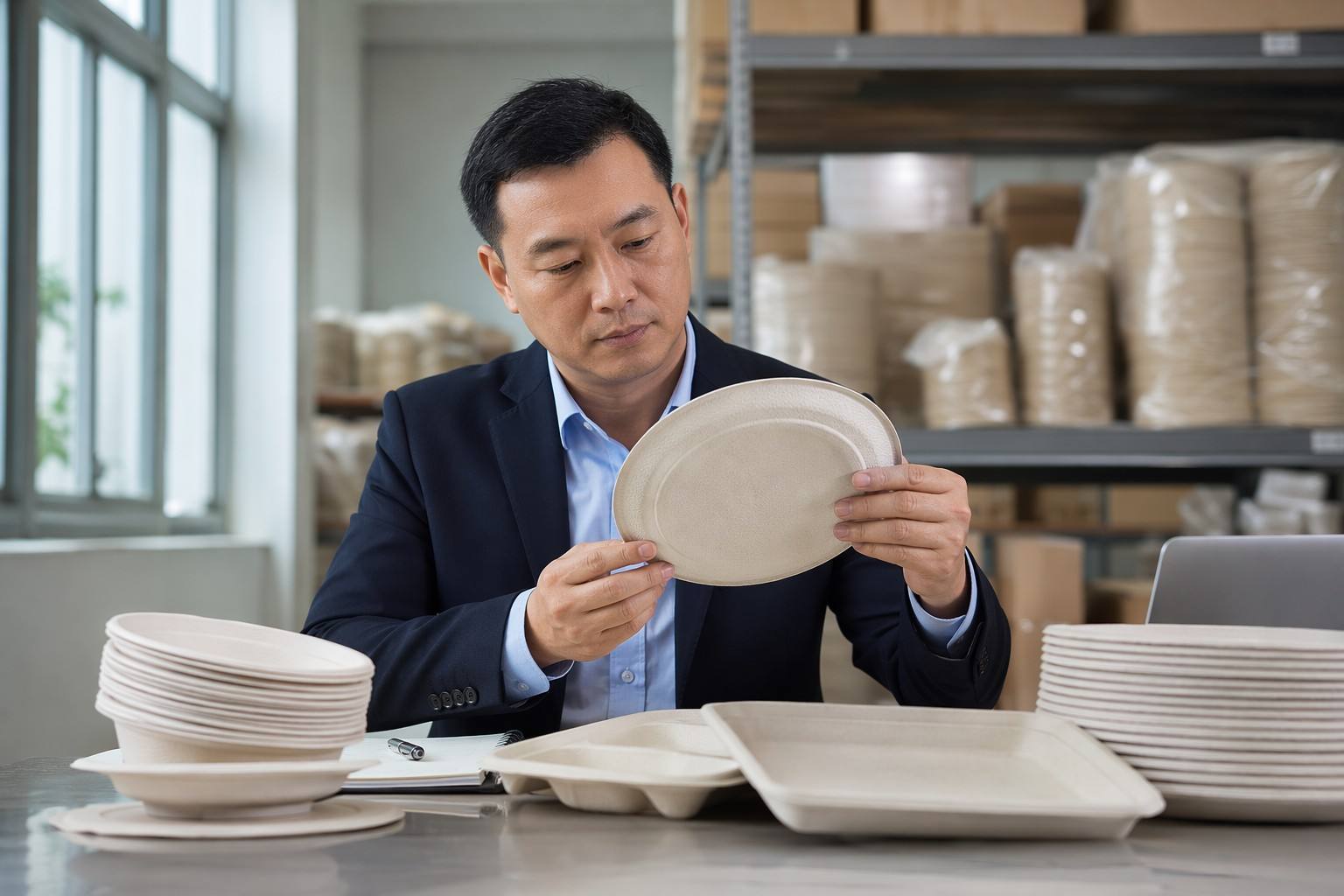 Importer Reviewing Compostable Paper Plates Samples