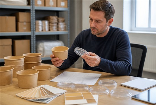 Importer Reviewing Disposable Paper Bowl Samples and Specifications（图B1）