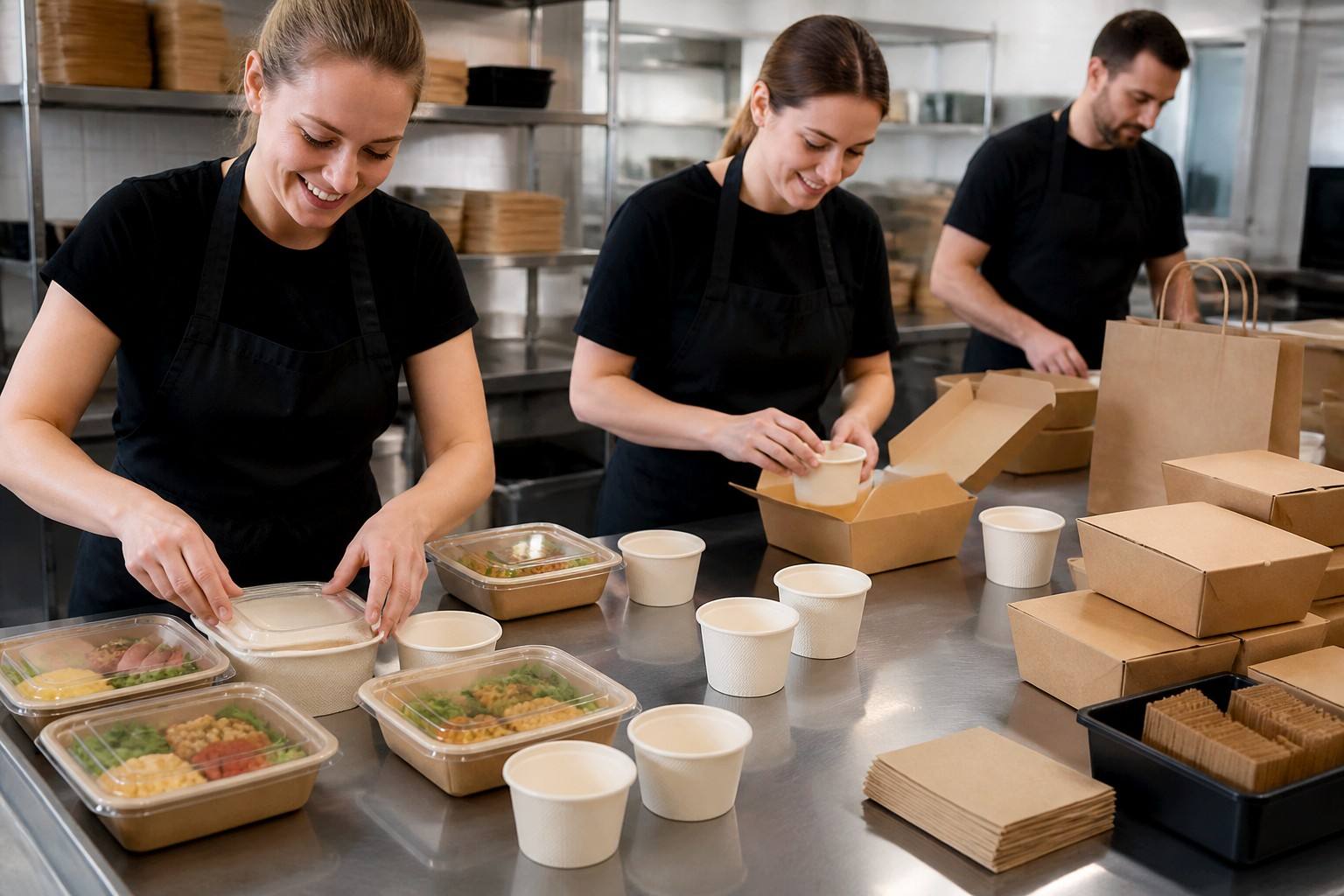 Food Delivery Brand Using Sustainable Bagasse Sauce Cup Packaging
