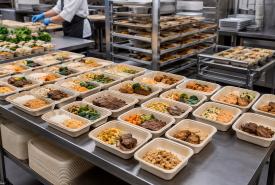 Catering Company Using Bagasse Meal Trays for Events
