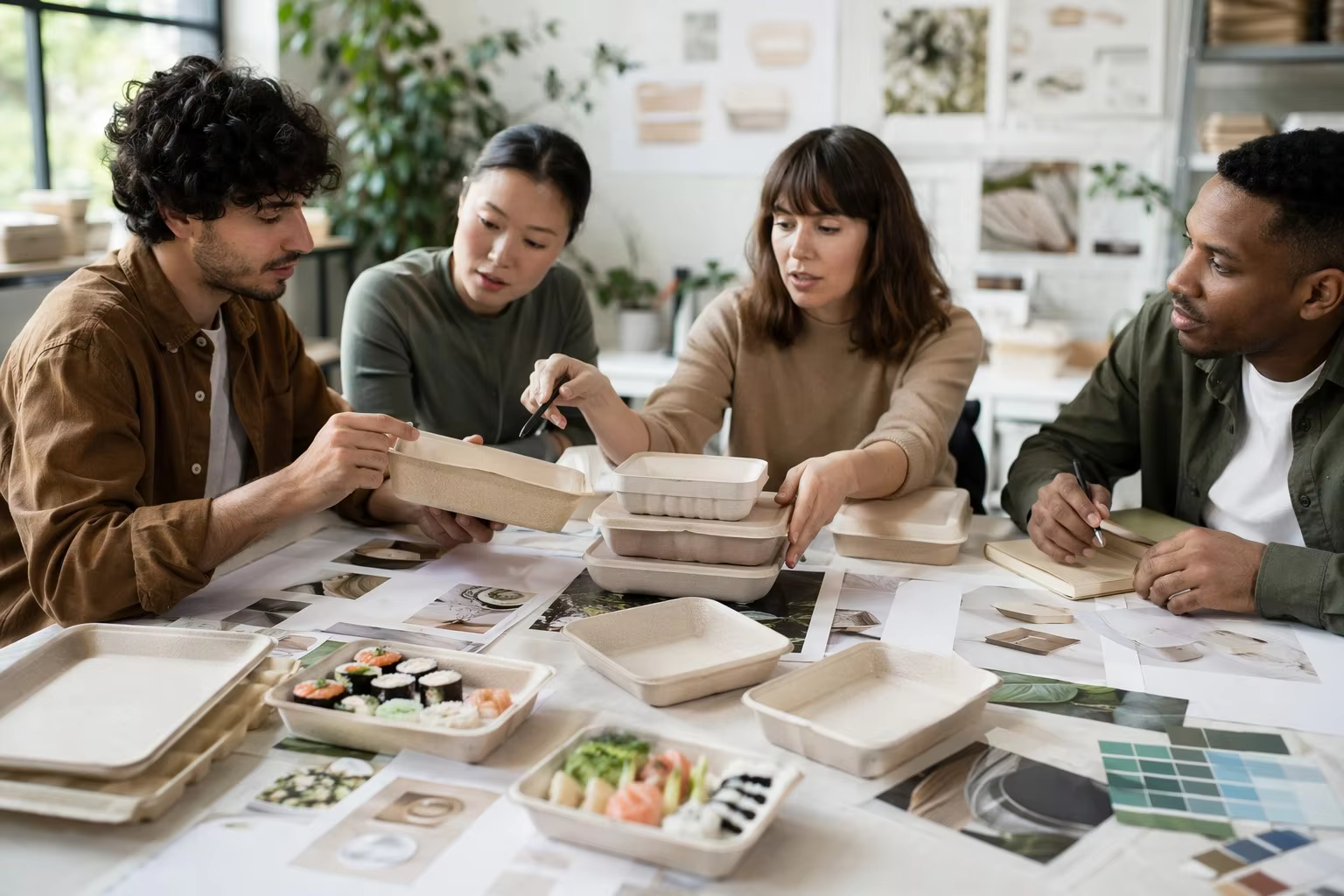 Food Brand Owner Developing Custom Bagasse Sushi Tray Packaging
