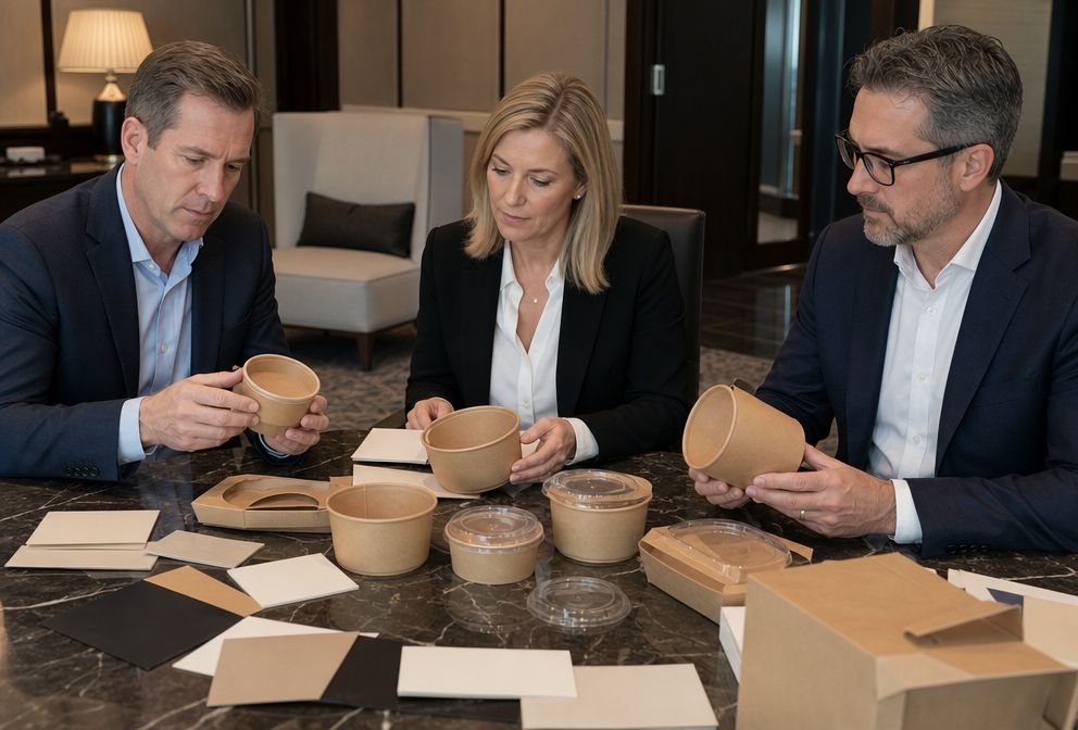 Hospitality Procurement Team Evaluating Paper Bowls(图 B7)
