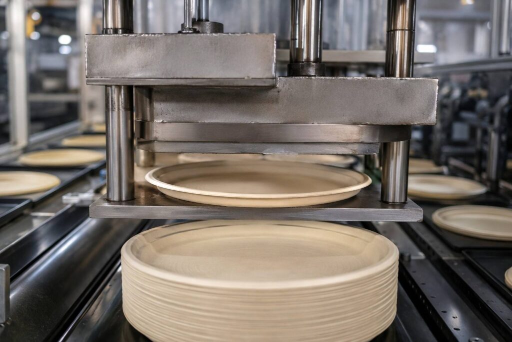 Hot Pressing Process for Bagasse Compostable Plates
