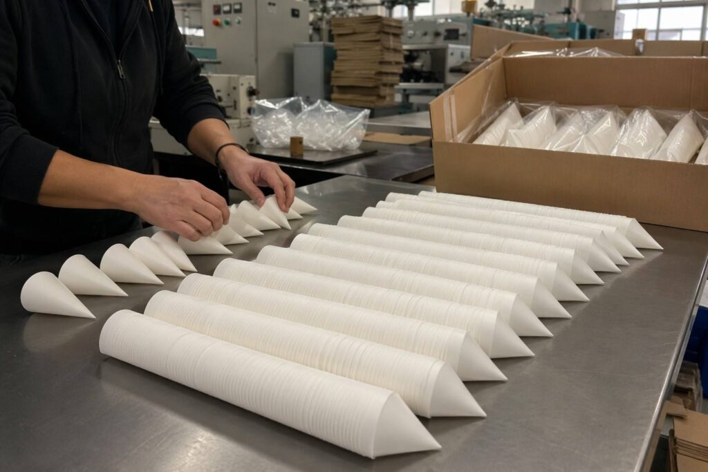 Paper Cone Cup Collection and Packaging Process