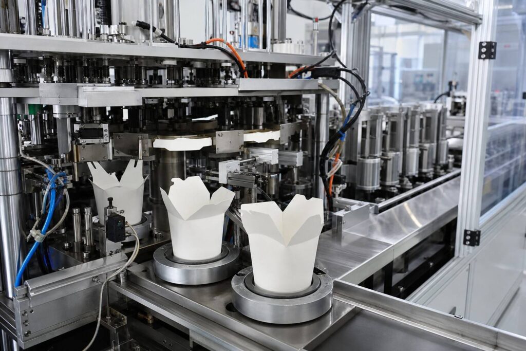 Paper Noodle Cup Forming Process in Manufacturing Facility