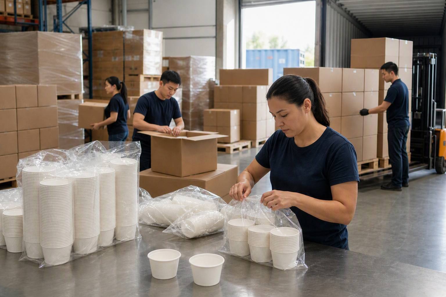 Bagasse Sauce Cup Packaging and Export Shipment Preparation
