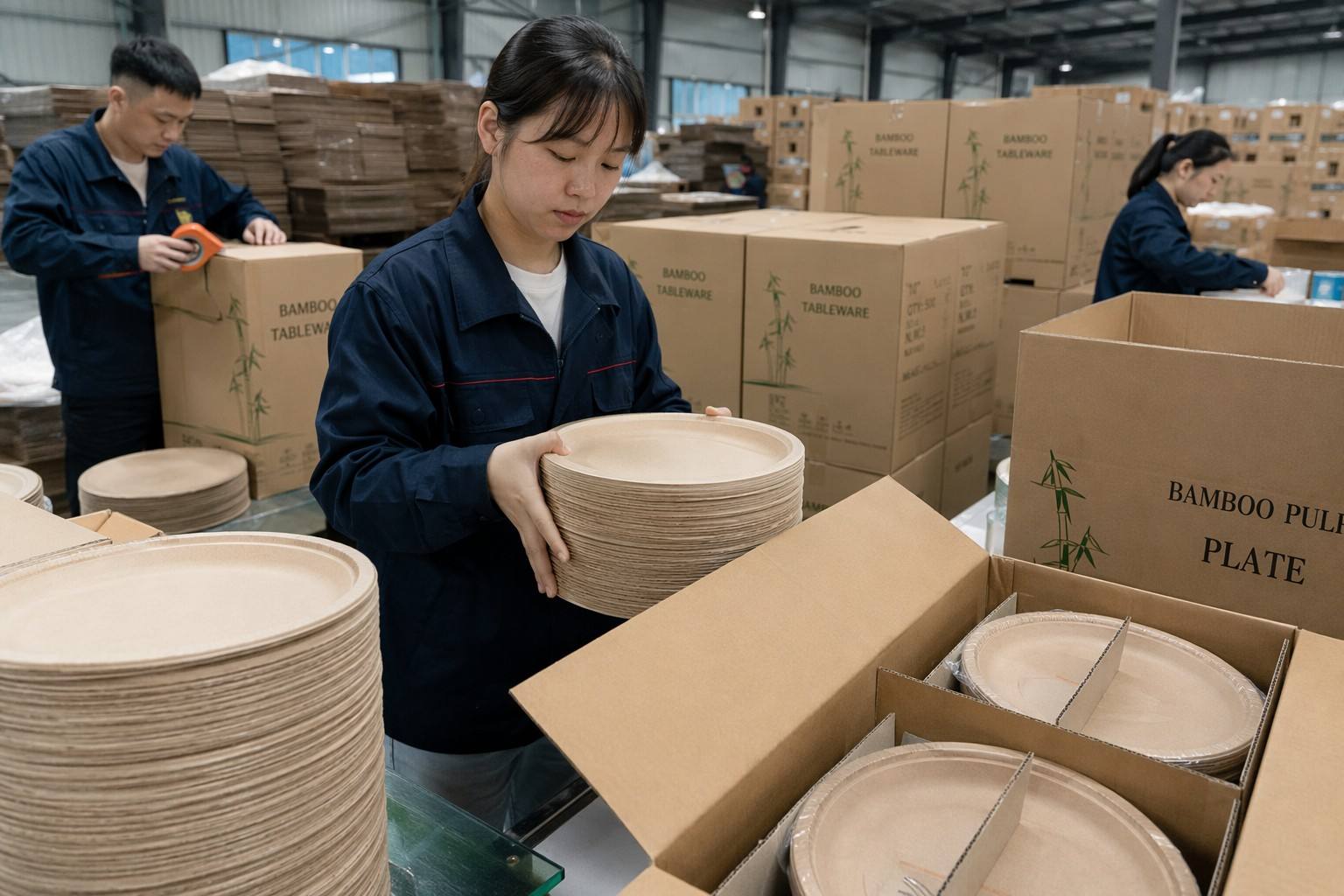 Packaging and Export of Bamboo Paper Plates