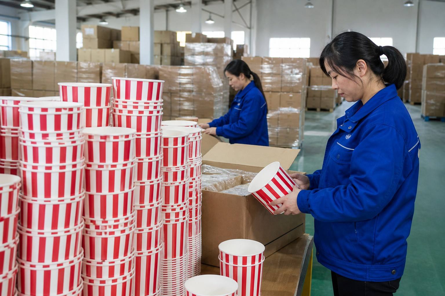Packaging and Export of Paper Cups for Popcorn
