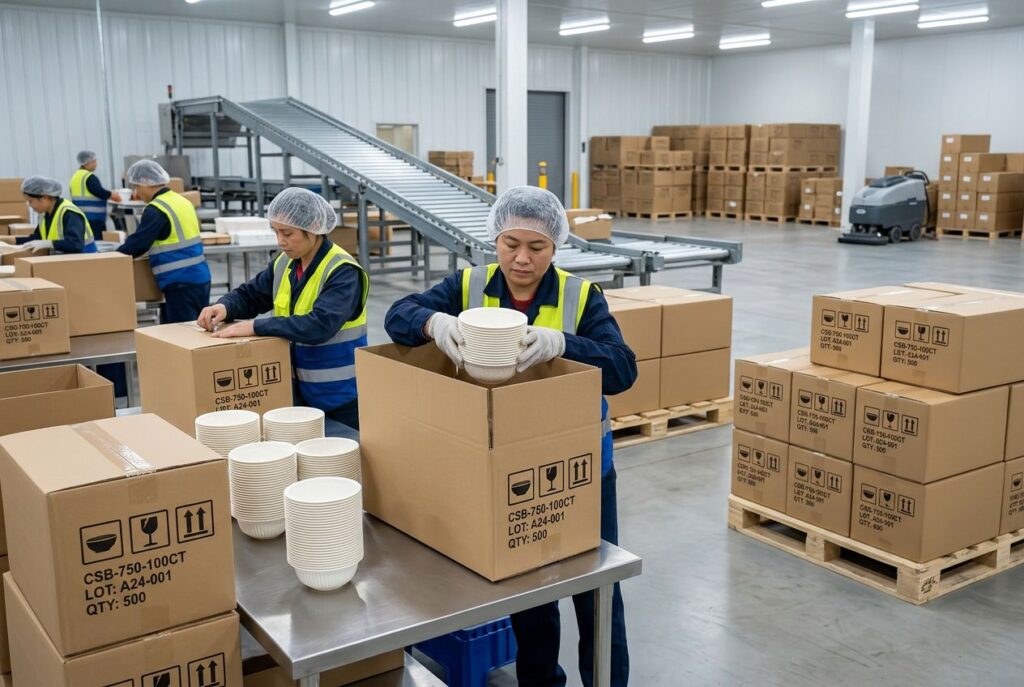 Packaging and Shipment of Cornstarch Bowls