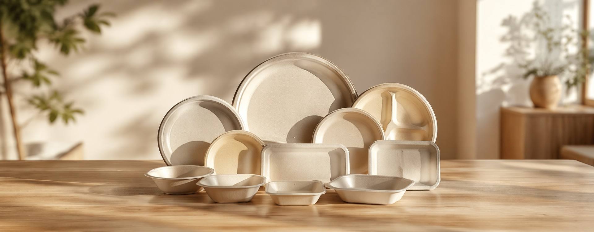 Premium Sugarcane Plates for Sustainable Commercial Food Packaging