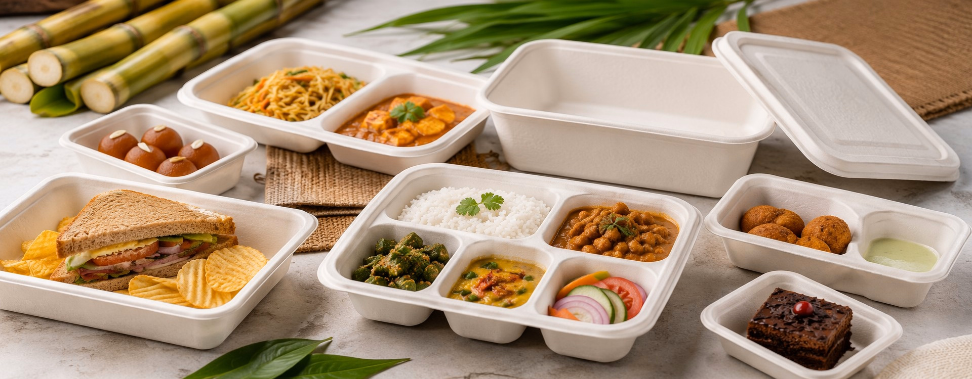 Custom Sugarcane Bagasse Tray for Sustainable Food Packaging Applications