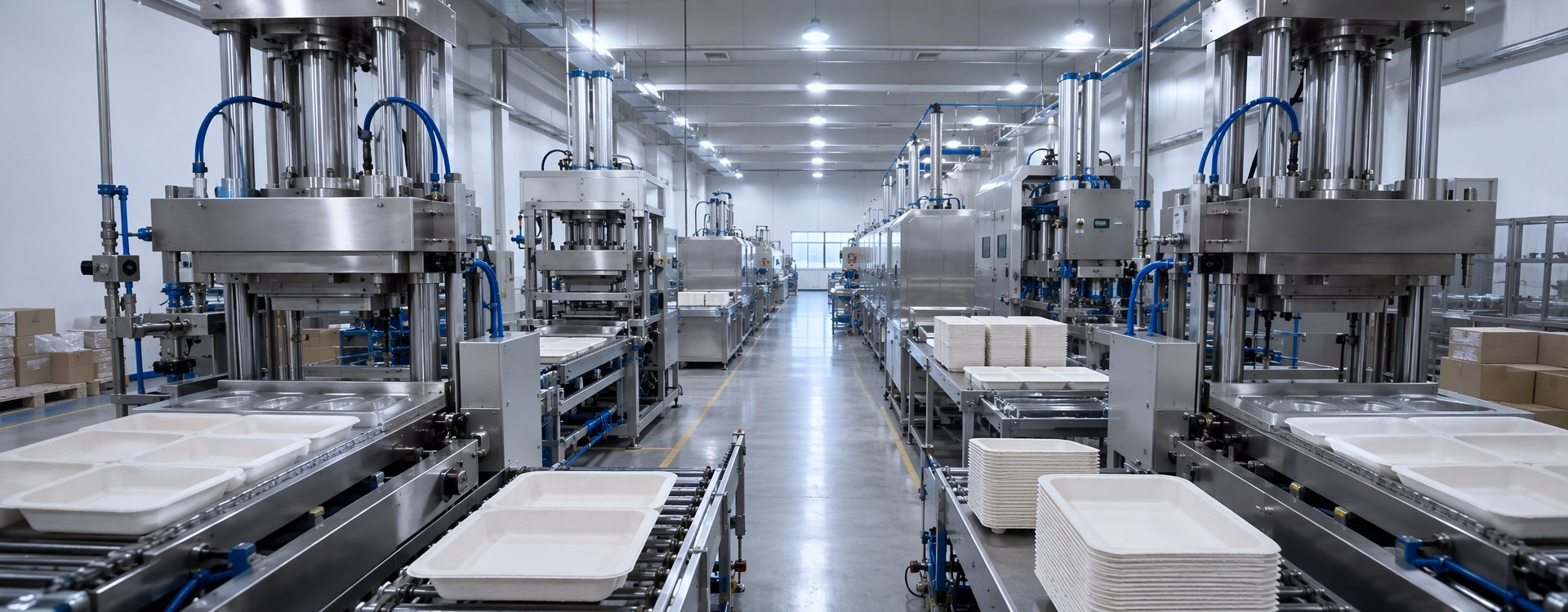 DAILYECO Rectangular White Bagasse Tray Manufacturing Facility