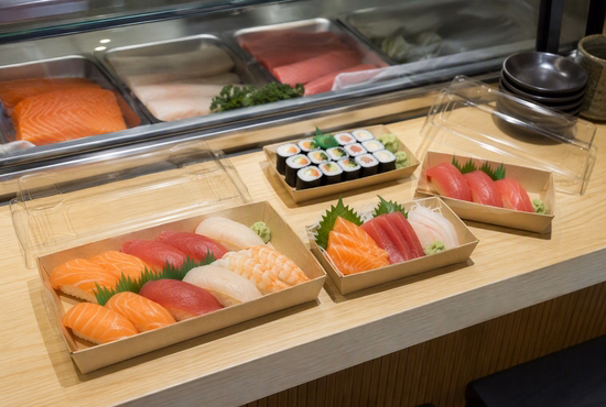 Paper Sushi Trays for Restaurants and Takeaway Counters
