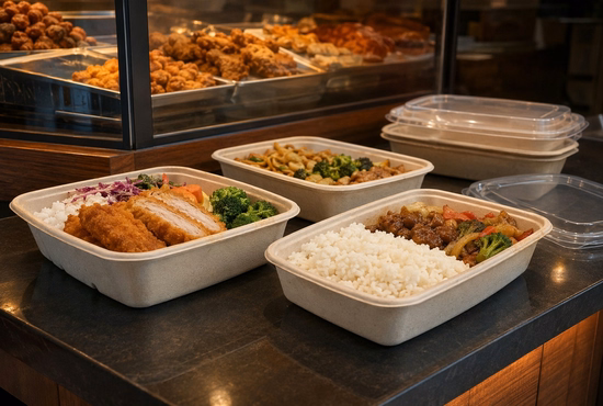 Sugarcane Bagasse Tray for Restaurant Takeaway Food Packaging