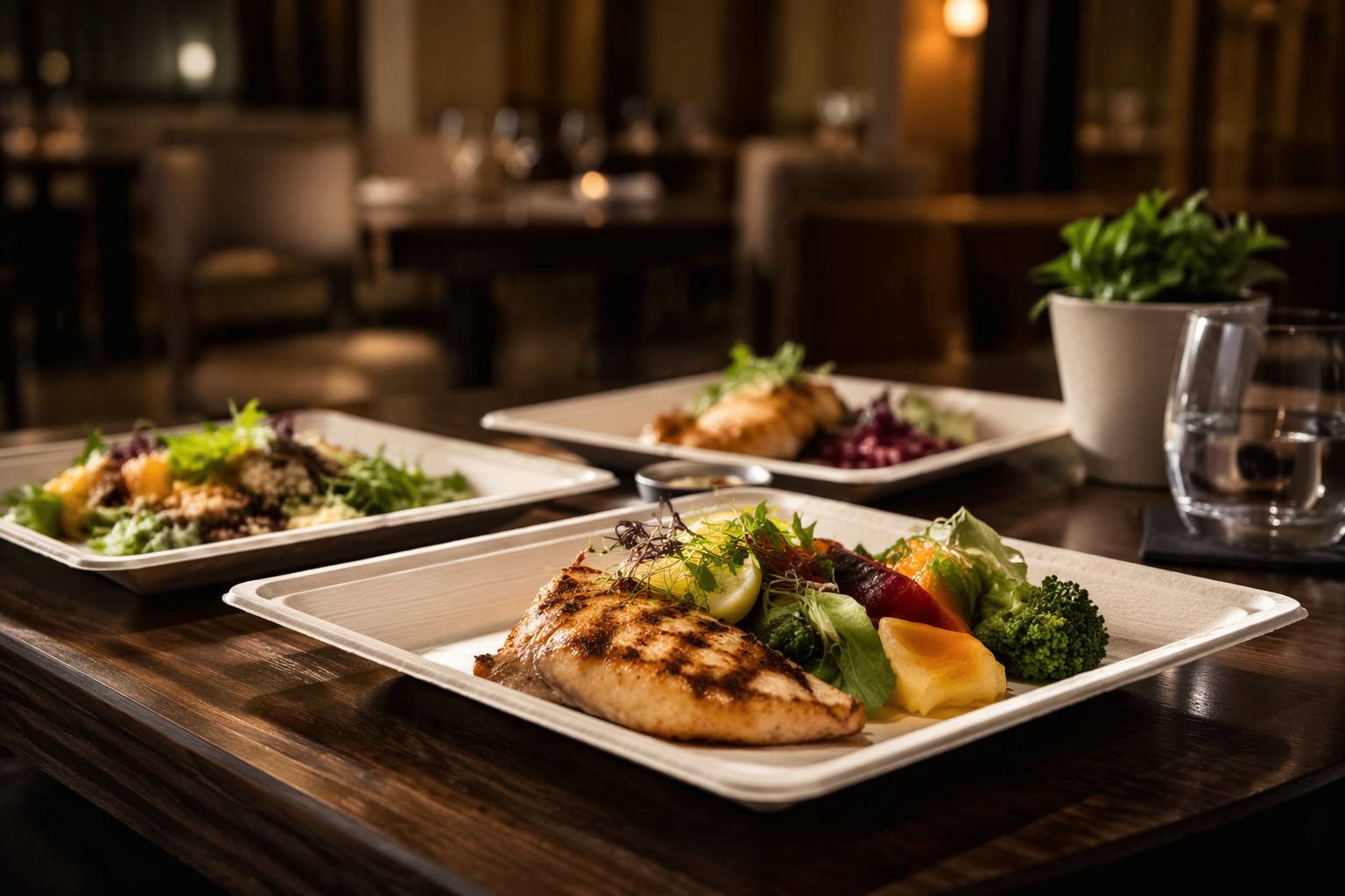 Sugarcane Plates for Restaurant Dining
