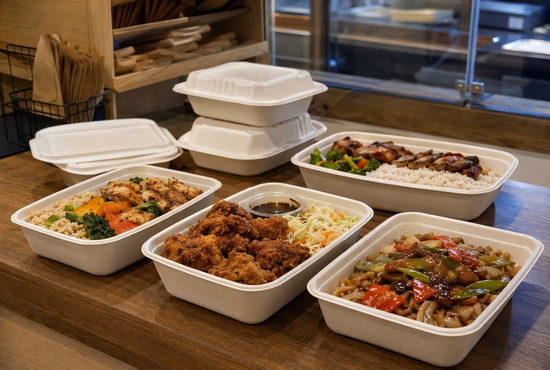 Sugarcane Trays for Restaurant Takeaway Food Packaging