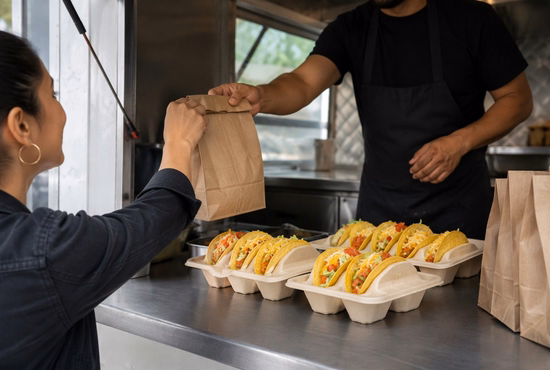 Bagasse Taco Tray Holders for Food Truck Service